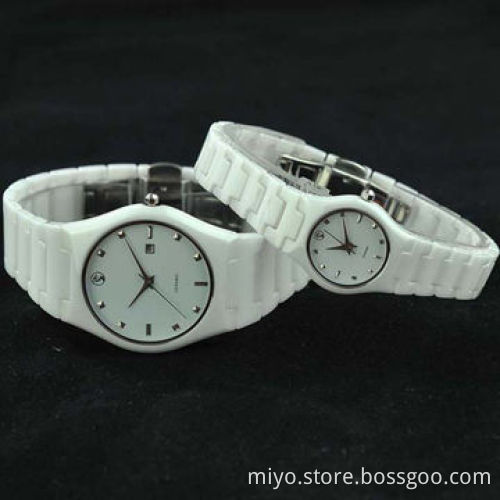 Promotional Lovers' Ceramic Watch, 3ATM Water-resistant, Dial and Watch Band Can be with Custom Logo